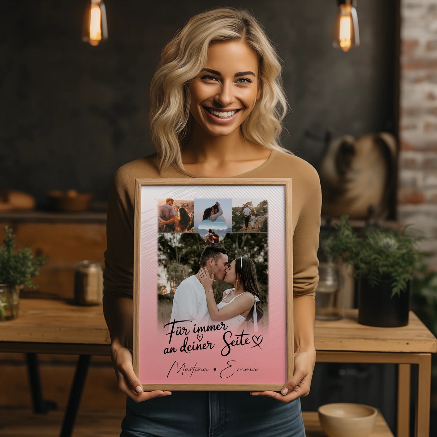 Partner Poster Personalisiert mit 4 Fotos und 1 Herz Foto Für Immer An Deiner Seite