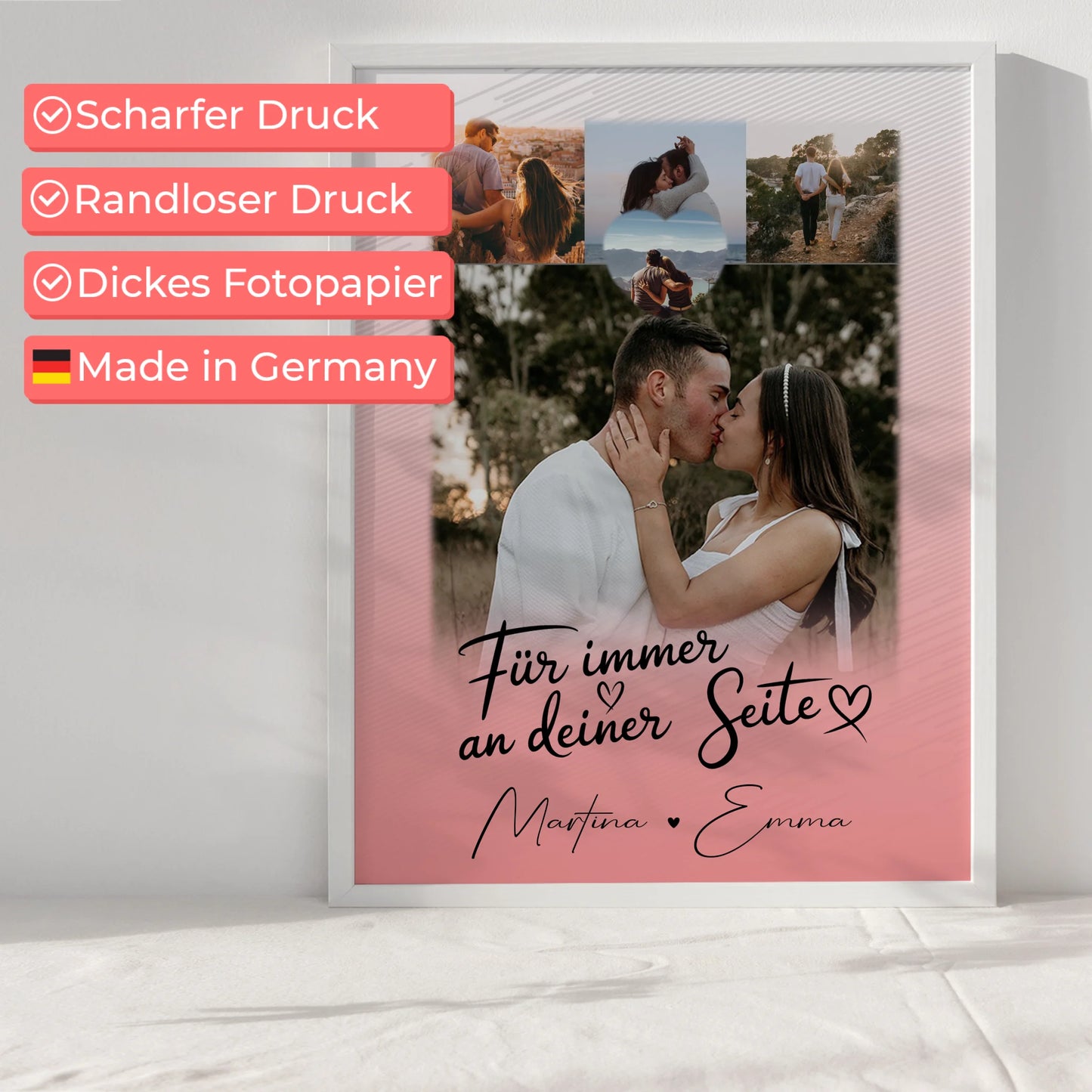 Partner Poster Personalisiert mit 4 Fotos und 1 Herz Foto Für Immer An Deiner Seite