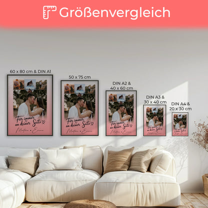 Partner Poster Personalisiert mit 4 Fotos und 1 Herz Foto Für Immer An Deiner Seite