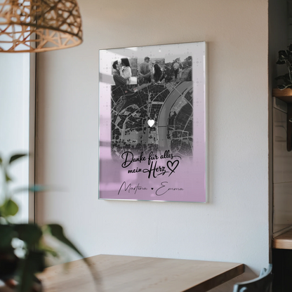 Personalisierte Acrylglas Mit Foto 4 Fotos und Karte Danke Für Alles Mein Herz Geschenk