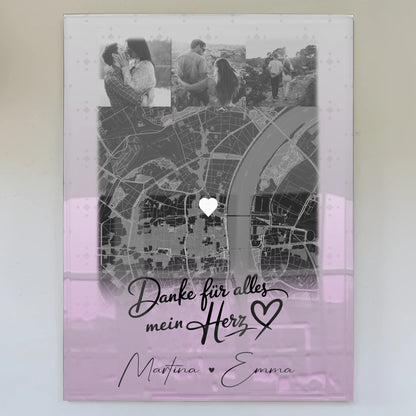 Personalisierte Acrylglas Mit Foto 4 Fotos und Karte Danke Für Alles Mein Herz Geschenk