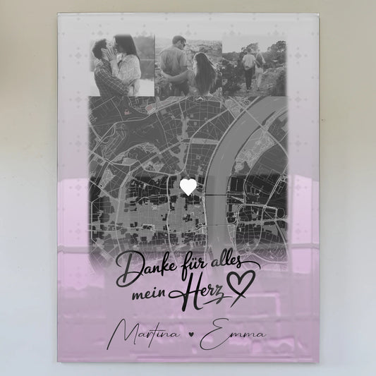 Personalisierte Acrylglas Mit Foto 4 Fotos und Karte Danke Für Alles Mein Herz Geschenk