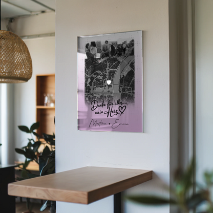 Personalisierte Acrylglas Mit Foto 4 Fotos und Karte Danke Für Alles Mein Herz Geschenk