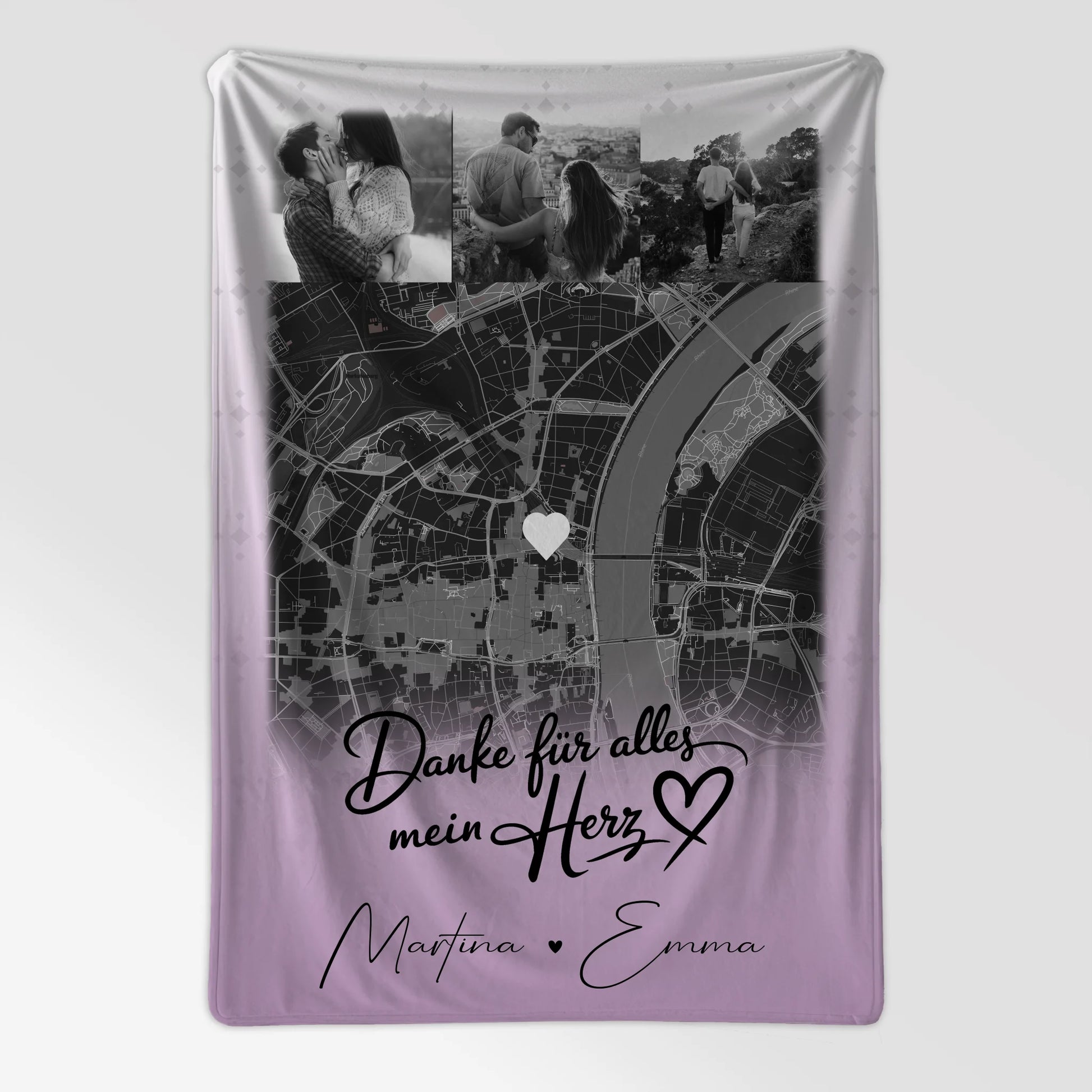 Personalisierte Kuscheldecke Mit Namen Und Motiv 4 Fotos Und Karte Danke Für Alles Mein Herz 7