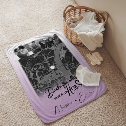 Personalisierte Kuscheldecke Mit Namen Und Motiv 4 Fotos Und Karte Danke Für Alles Mein Herz 2