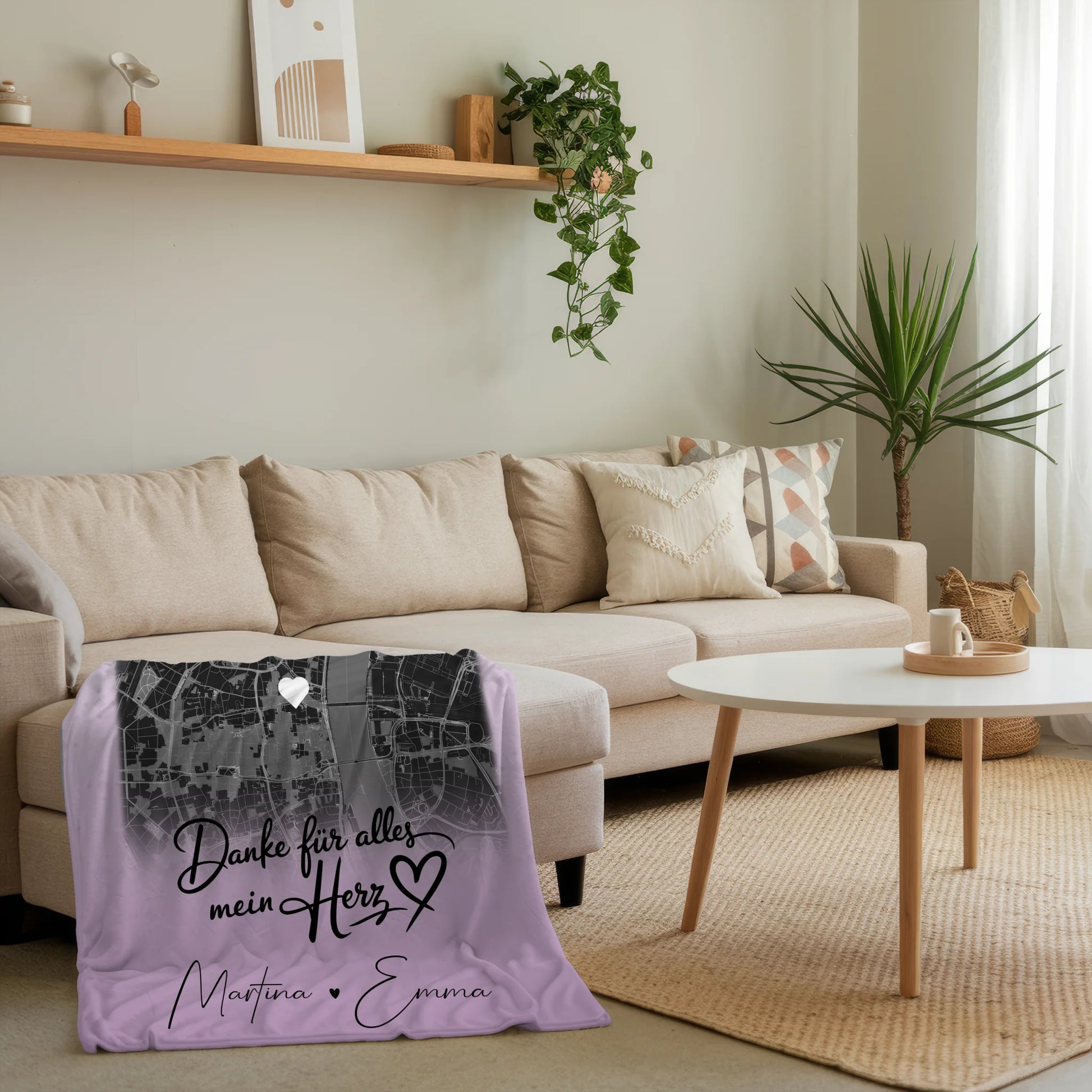 Personalisierte Kuscheldecke Mit Namen Und Motiv 4 Fotos Und Karte Danke Für Alles Mein Herz 4