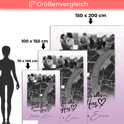 Personalisierte Kuscheldecke Mit Namen Und Motiv 4 Fotos Und Karte Danke Für Alles Mein Herz 5