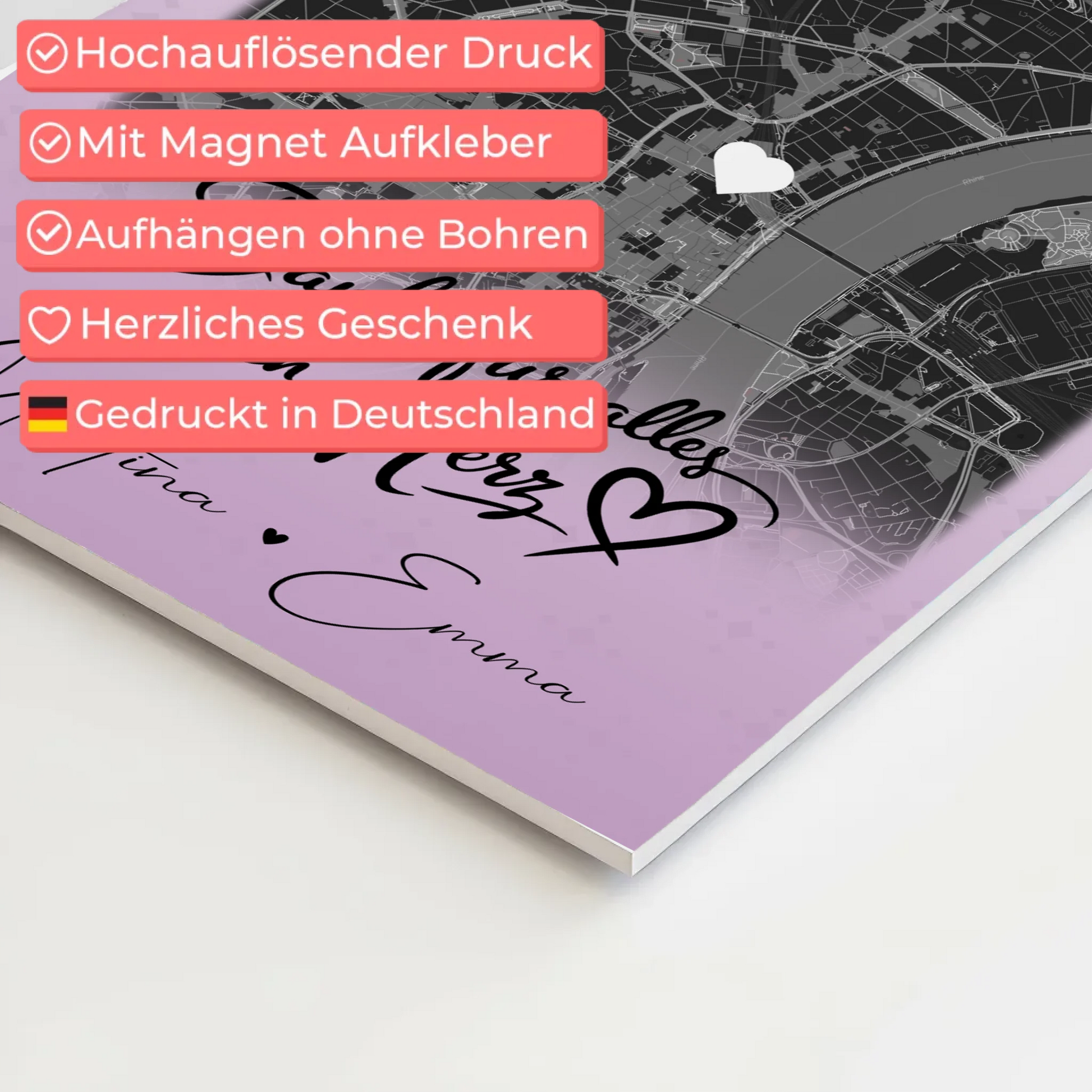 Personalisierte Fotoboard Magnet Poster mit 4 Fotos und Karte Danke Für Alles Mein Herz 4