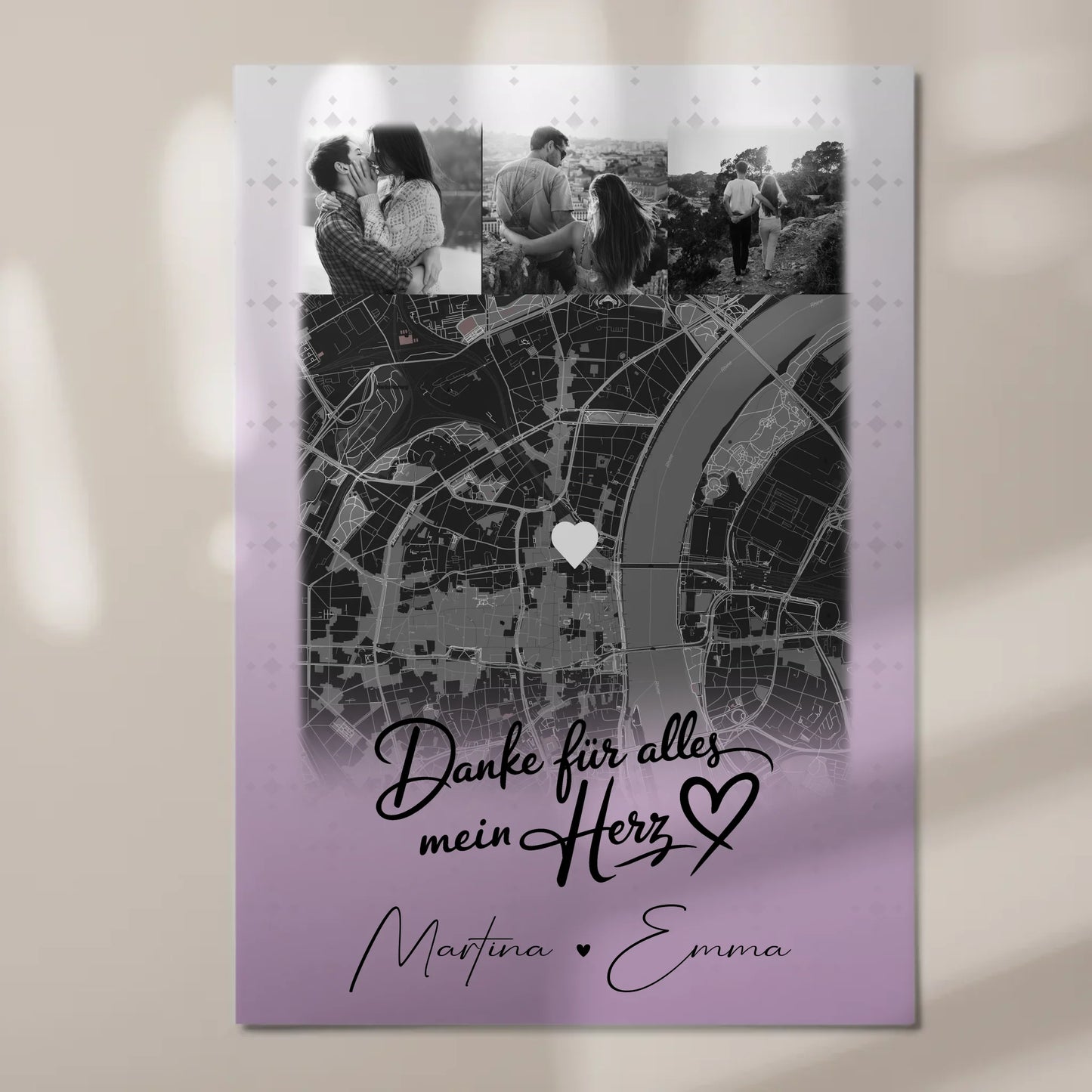 Personalisierte Fotoboard Magnet Poster mit 4 Fotos und Karte Danke Für Alles Mein Herz 7