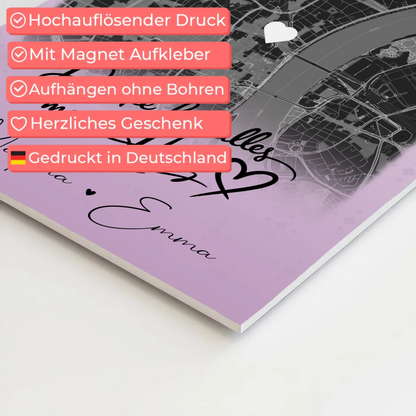 Personalisierte Fotoboard Magnet Poster mit 4 Fotos und Karte Danke Für Alles Mein Herz