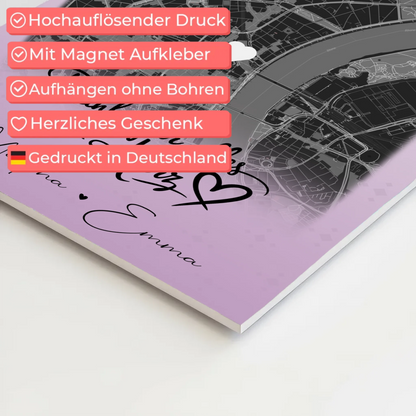 Personalisierte Fotoboard Magnet Poster mit 4 Fotos und Karte Danke Für Alles Mein Herz