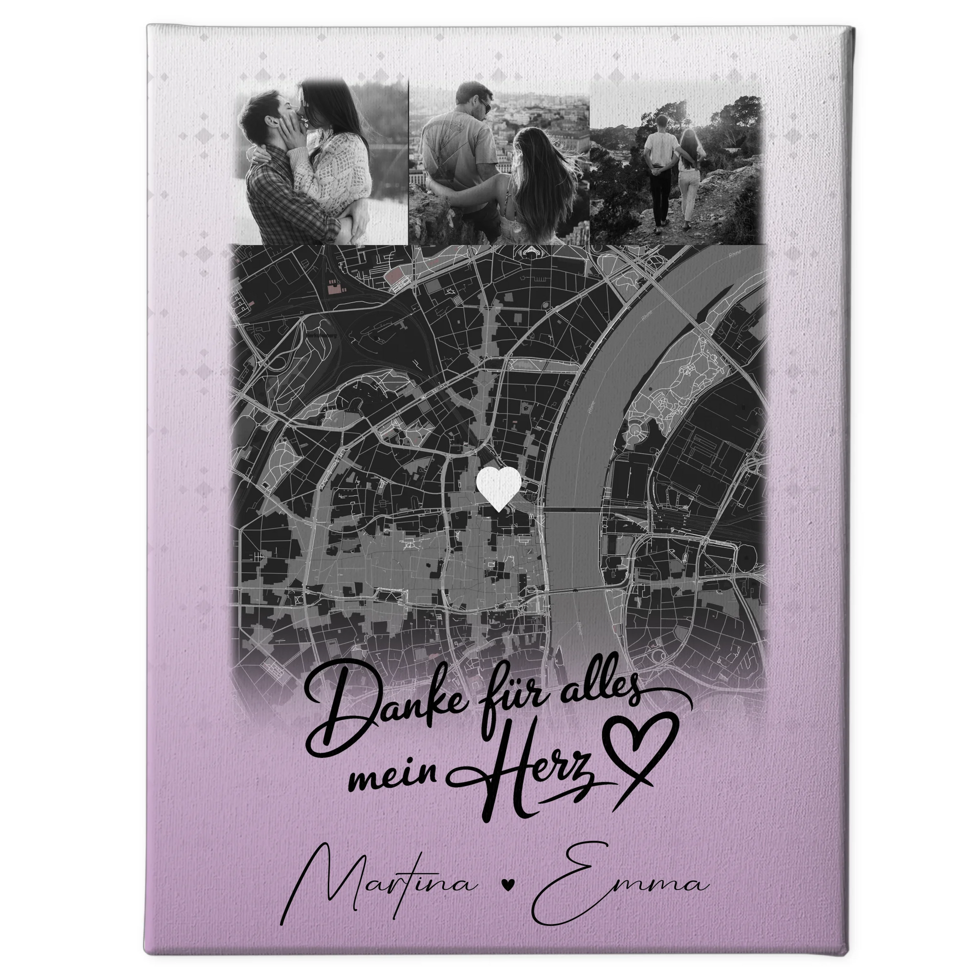 Personalisierte Pärchen Leinwand mit 4 Fotos und Karte Danke Für Alles Mein Herz Geschenk 1