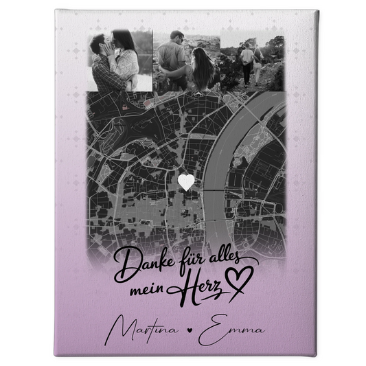Personalisierte Pärchen Leinwand mit 4 Fotos und Karte Danke Für Alles Mein Herz Geschenk 1