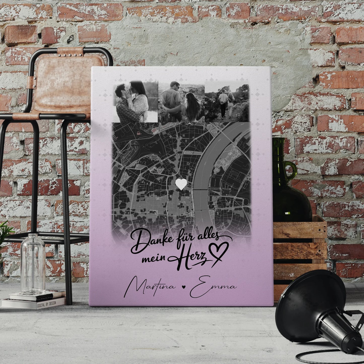 Personalisierte Pärchen Leinwand mit 4 Fotos und Karte Danke Für Alles Mein Herz Geschenk 4