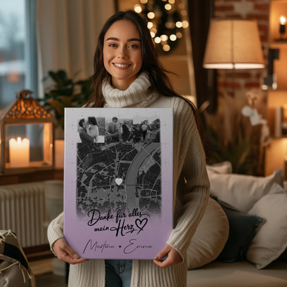 Personalisierte Pärchen Leinwand mit 4 Fotos und Karte Danke Für Alles Mein Herz Geschenk 2