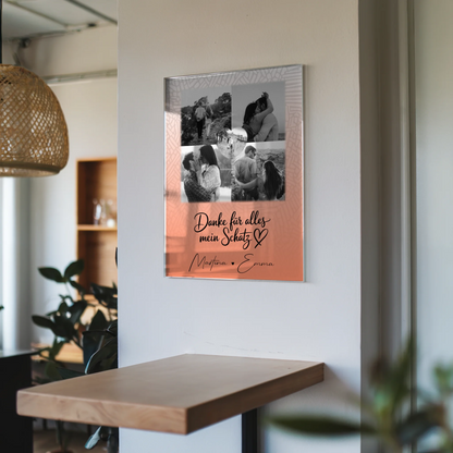 Personalisierte Geschenke mit Foto Mit Acrylglas 4 Fotos und 1 Herz Foto Danke Für Alles Mein Schatz