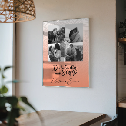 Personalisierte Geschenke mit Foto Mit Acrylglas 4 Fotos und 1 Herz Foto Danke Für Alles Mein Schatz