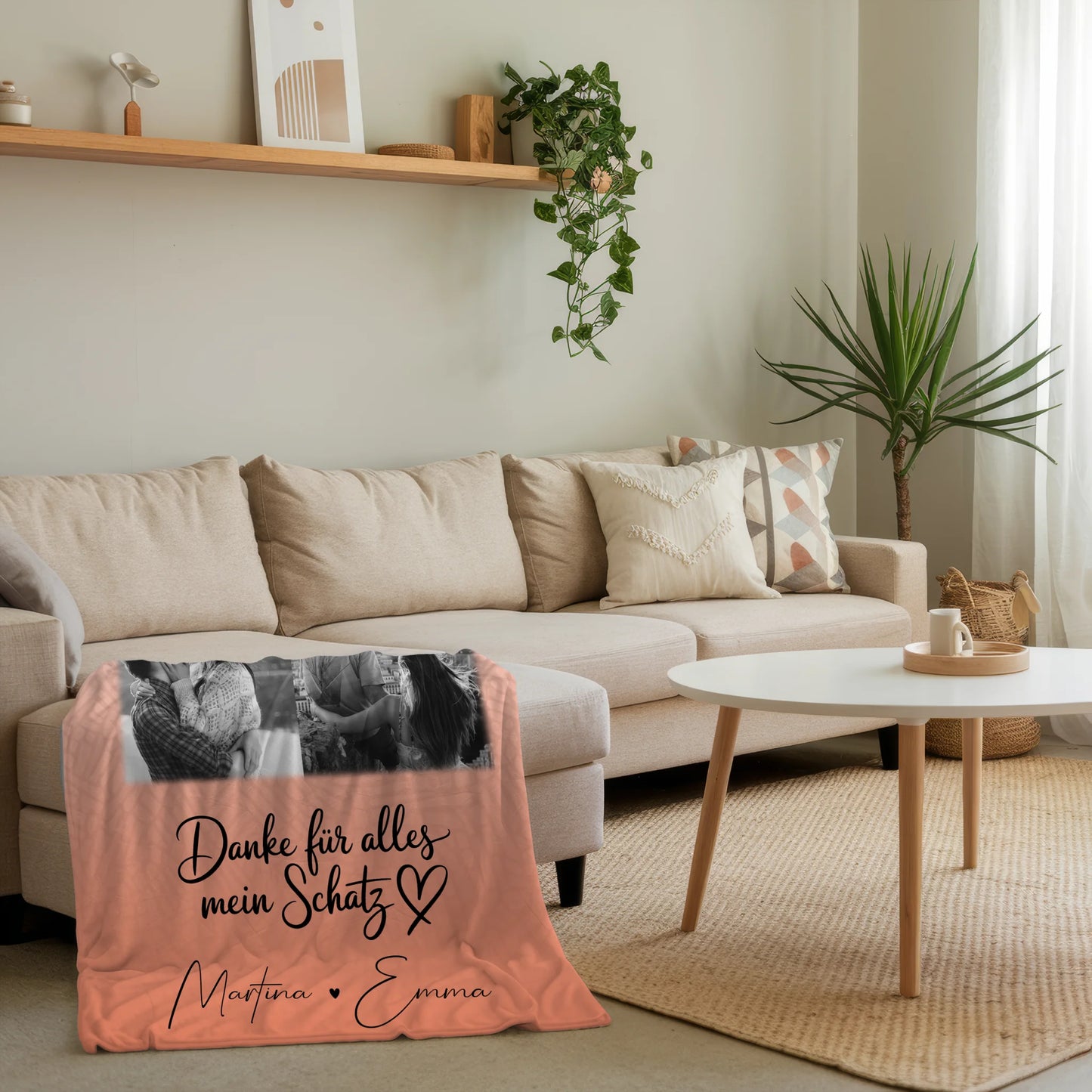 Personalisierte Namensdecke mit 4 Fotos und 1 Herz Foto Danke Für Alles Mein Schatz Geschenk 4