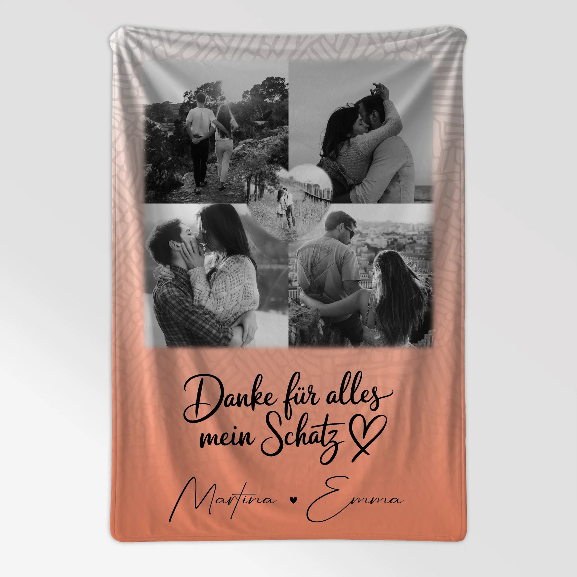 Personalisierte Namensdecke mit 4 Fotos und 1 Herz Foto Danke Für Alles Mein Schatz Geschenk 7