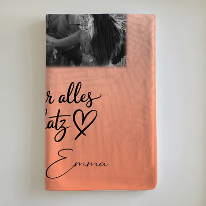 Personalisierte Namensdecke mit 4 Fotos und 1 Herz Foto Danke Für Alles Mein Schatz Geschenk 6