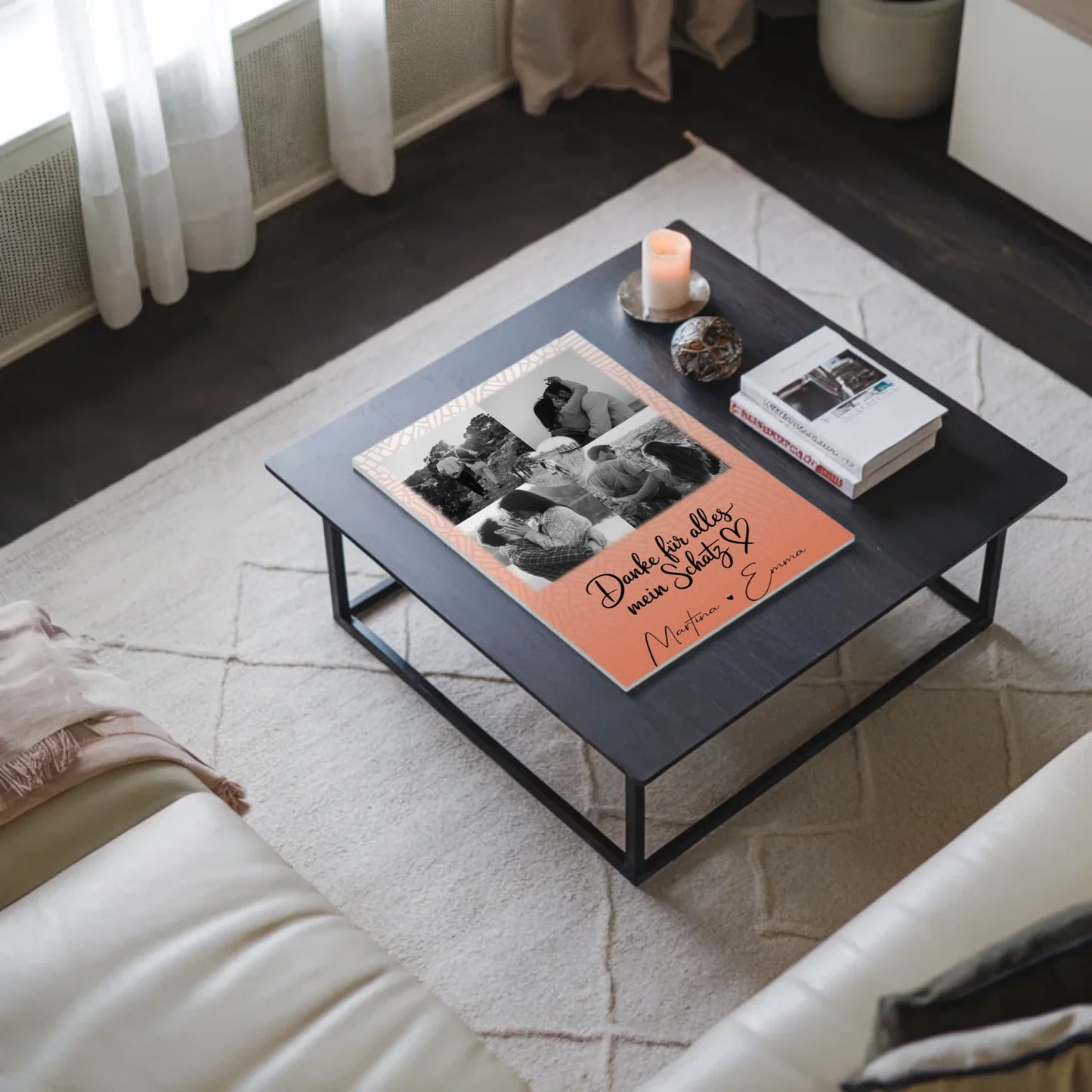 Personalisierter Fotoboard Magnet Wandbild mit 4 Fotos und 1 Herz Foto Danke Für Alles Mein Schatz 3