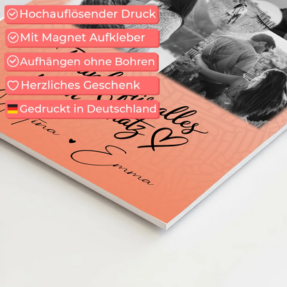 Personalisierter Fotoboard Magnet Wandbild mit 4 Fotos und 1 Herz Foto Danke Für Alles Mein Schatz 4