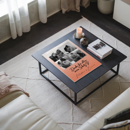Personalisierter Fotoboard Magnet Wandbild mit 4 Fotos und 1 Herz Foto Danke Für Alles Mein Schatz