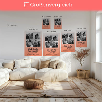 Personalisierte Paar Leinwand mit 4 Fotos und Herz Foto Danke Für Alles Mein Schatz 6