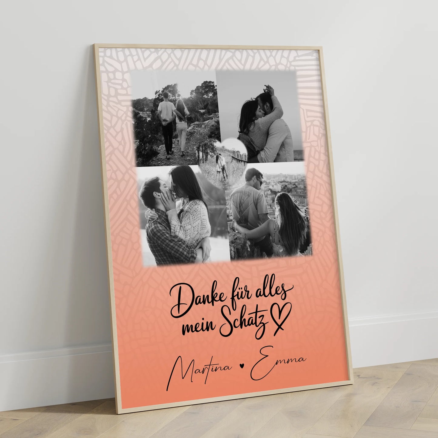 Poster Personalisiert Liebe mit 4 Fotos und 1 Herz Foto Danke Für Alles Mein Schatz