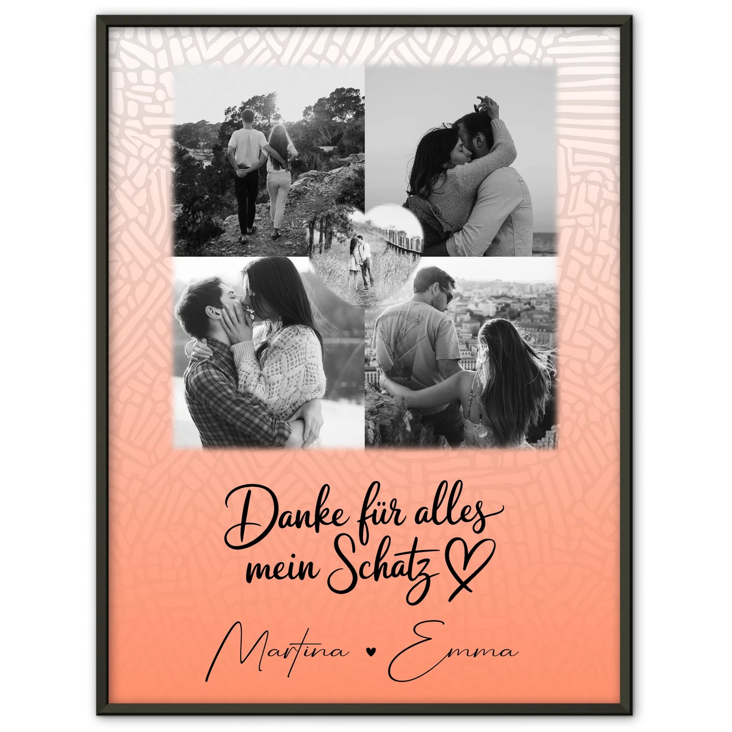 Poster Personalisiert Liebe mit 4 Fotos und 1 Herz Foto Danke Für Alles Mein Schatz