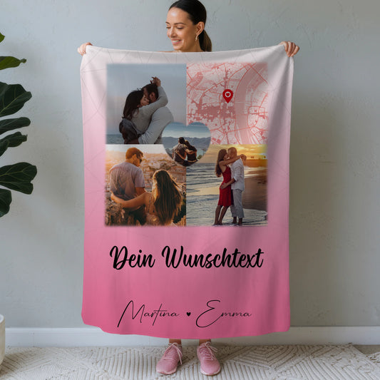 Kuscheldecke Mit Namen Und Motiv 3 Fotos Herz Foto Karte Wunschtext In Deinen Armen Habe Ich Mein Zuhause Gefunden 1