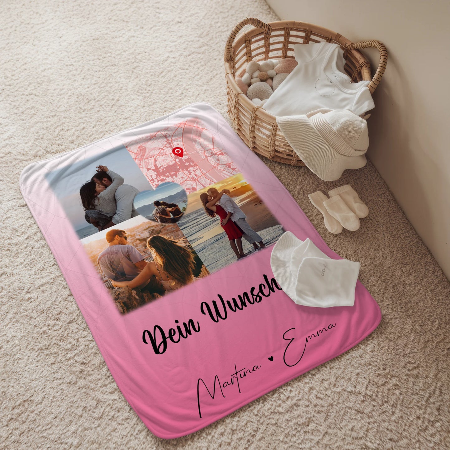 Kuscheldecke Mit Namen Und Motiv 3 Fotos Herz Foto Karte Wunschtext In Deinen Armen Habe Ich Mein Zuhause Gefunden 2