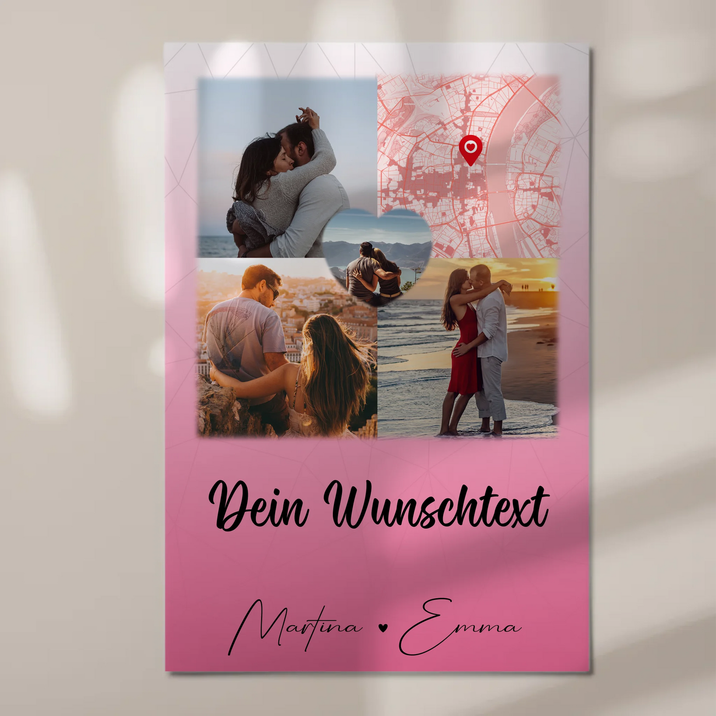 Magnetposter Fotoboard mit 3 Fotos Herz Foto Karte Wunschtext In Deinen Armen Habe Ich Mein Zuhause Gefunden