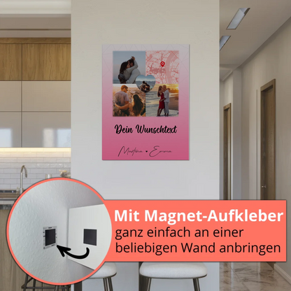 Magnetposter Fotoboard mit 3 Fotos Herz Foto Karte Wunschtext In Deinen Armen Habe Ich Mein Zuhause Gefunden