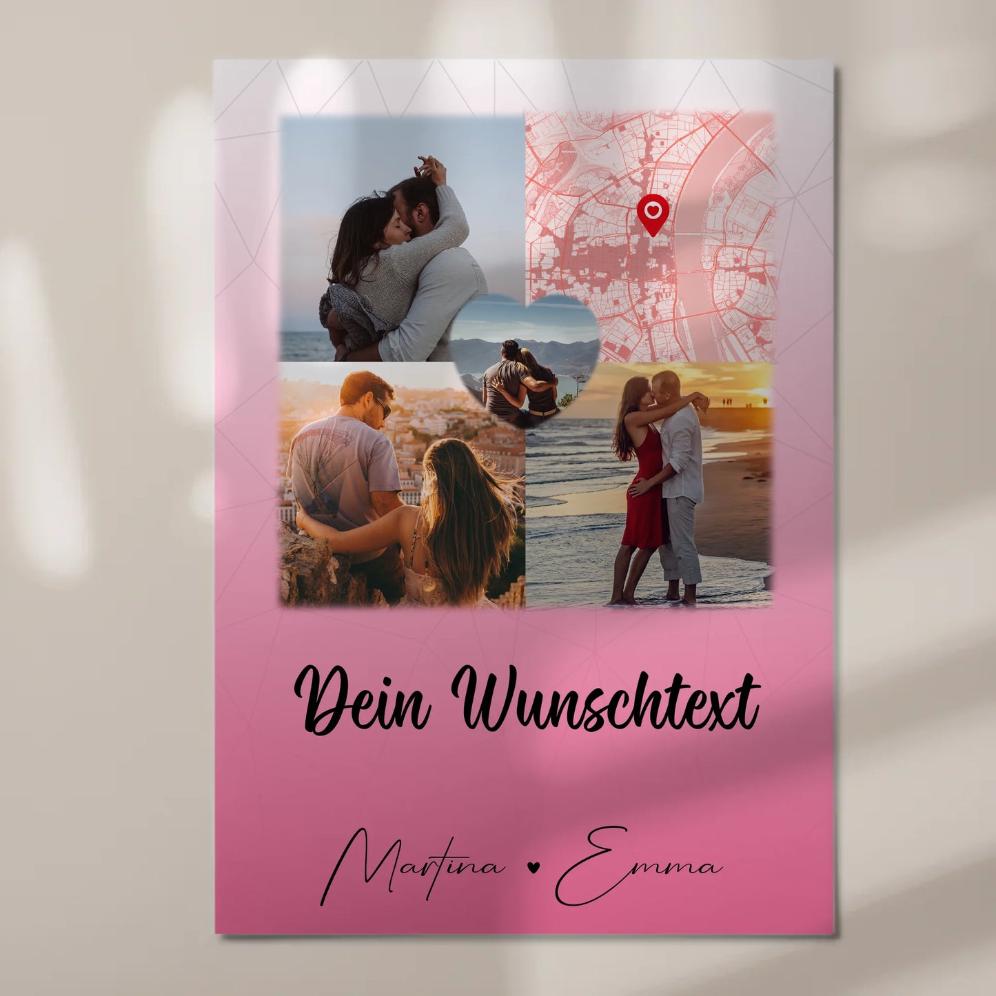 Magnetposter Fotoboard mit 3 Fotos Herz Foto Karte Wunschtext In Deinen Armen Habe Ich Mein Zuhause Gefunden