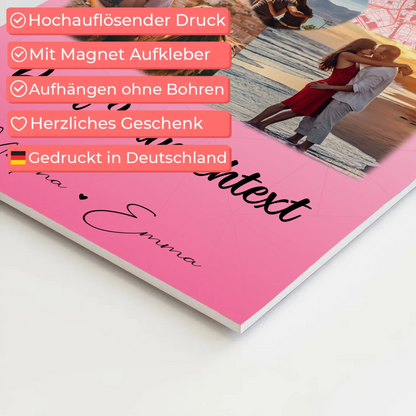 Magnetposter Fotoboard mit 3 Fotos Herz Foto Karte Wunschtext In Deinen Armen Habe Ich Mein Zuhause Gefunden