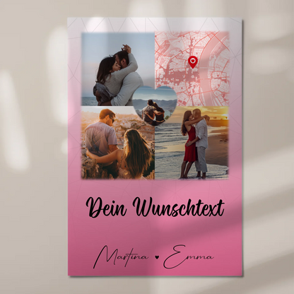 Magnetposter Fotoboard mit 3 Fotos Herz Foto Karte Wunschtext In Deinen Armen Habe Ich Mein Zuhause Gefunden
