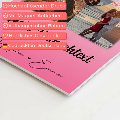 Magnetposter Fotoboard mit 3 Fotos Herz Foto Karte Wunschtext In Deinen Armen Habe Ich Mein Zuhause Gefunden
