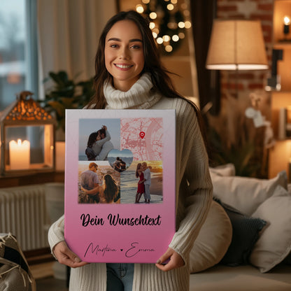 Pärchen Leinwand mit 3 Fotos Herz Foto Karte Wunschtext In Deinen Armen Habe Ich Mein Zuhause Gefunden 2