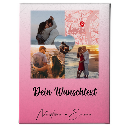 Pärchen Leinwand mit 3 Fotos Herz Foto Karte Wunschtext In Deinen Armen Habe Ich Mein Zuhause Gefunden 1