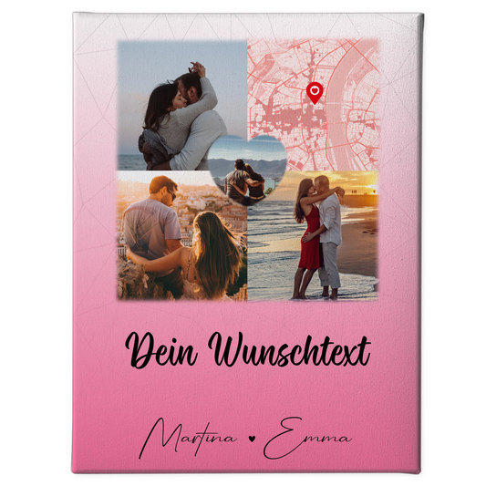 Pärchen Leinwand mit 3 Fotos Herz Foto Karte Wunschtext In Deinen Armen Habe Ich Mein Zuhause Gefunden 1