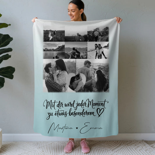 Personalisierte Decke Mit Namen 8 Fotos und 1 Herz Foto Jeder Moment 1