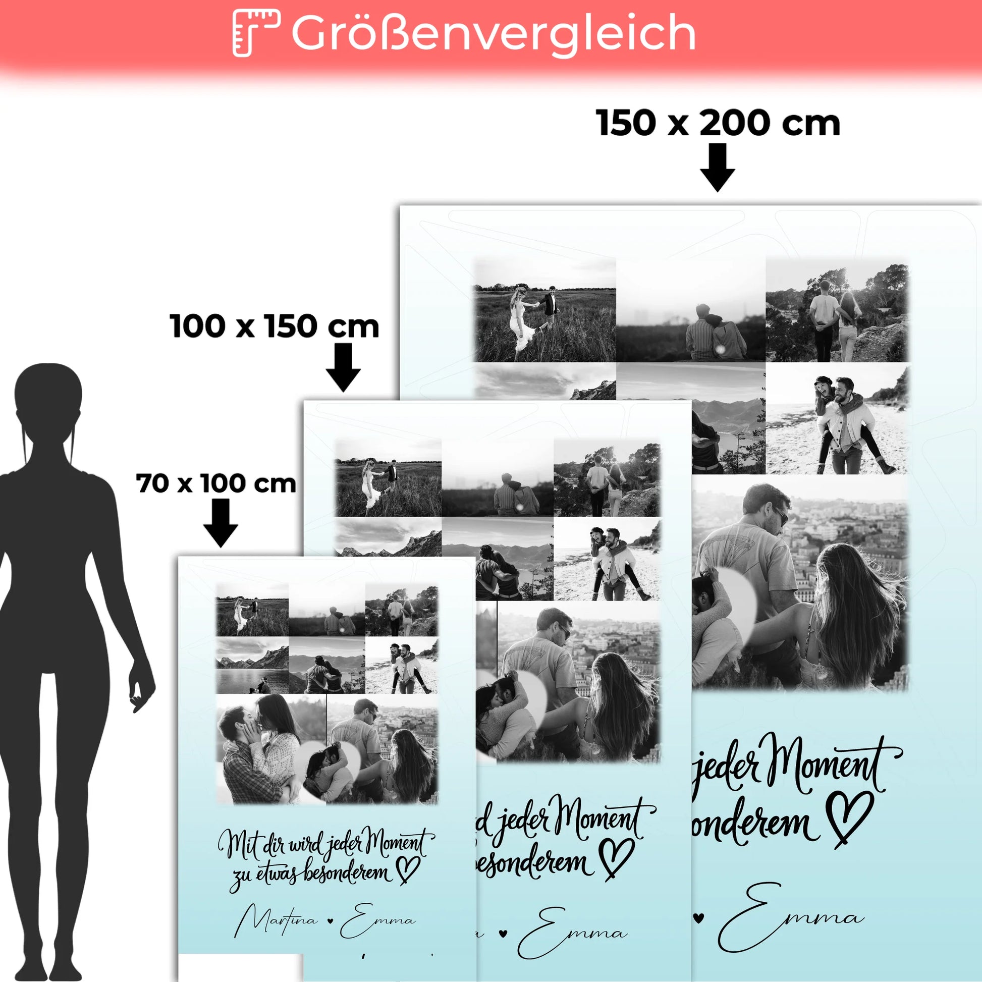 Personalisierte Decke Mit Namen 8 Fotos und 1 Herz Foto Jeder Moment 5