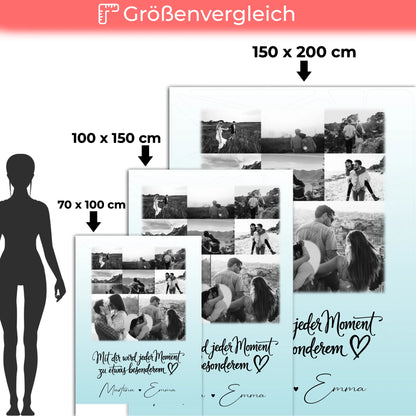 Personalisierte Decke Mit Namen 8 Fotos und 1 Herz Foto Jeder Moment 5