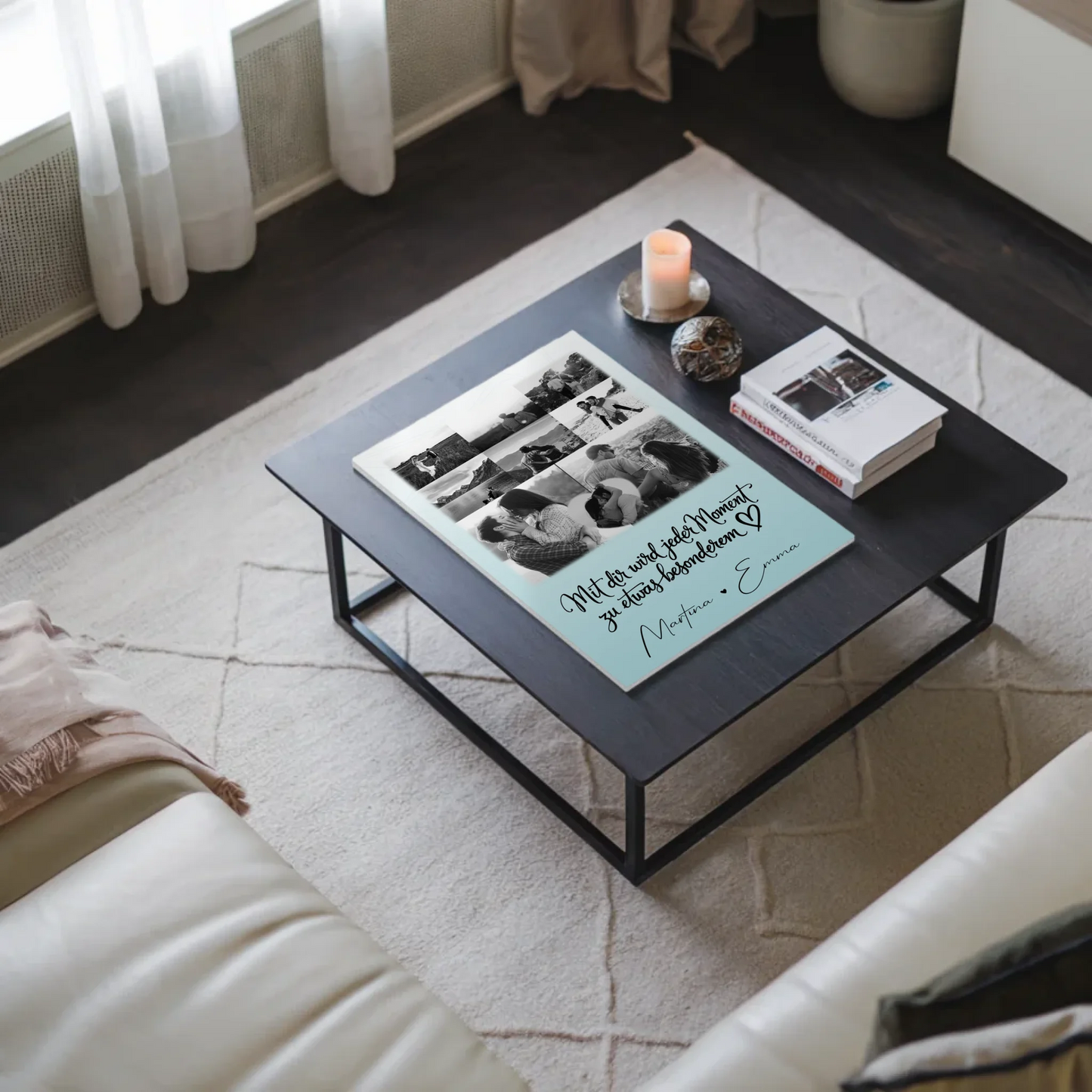 Fotoboard Poster Magnetisch mit 8 Fotos und Herz Foto Jeder Moment