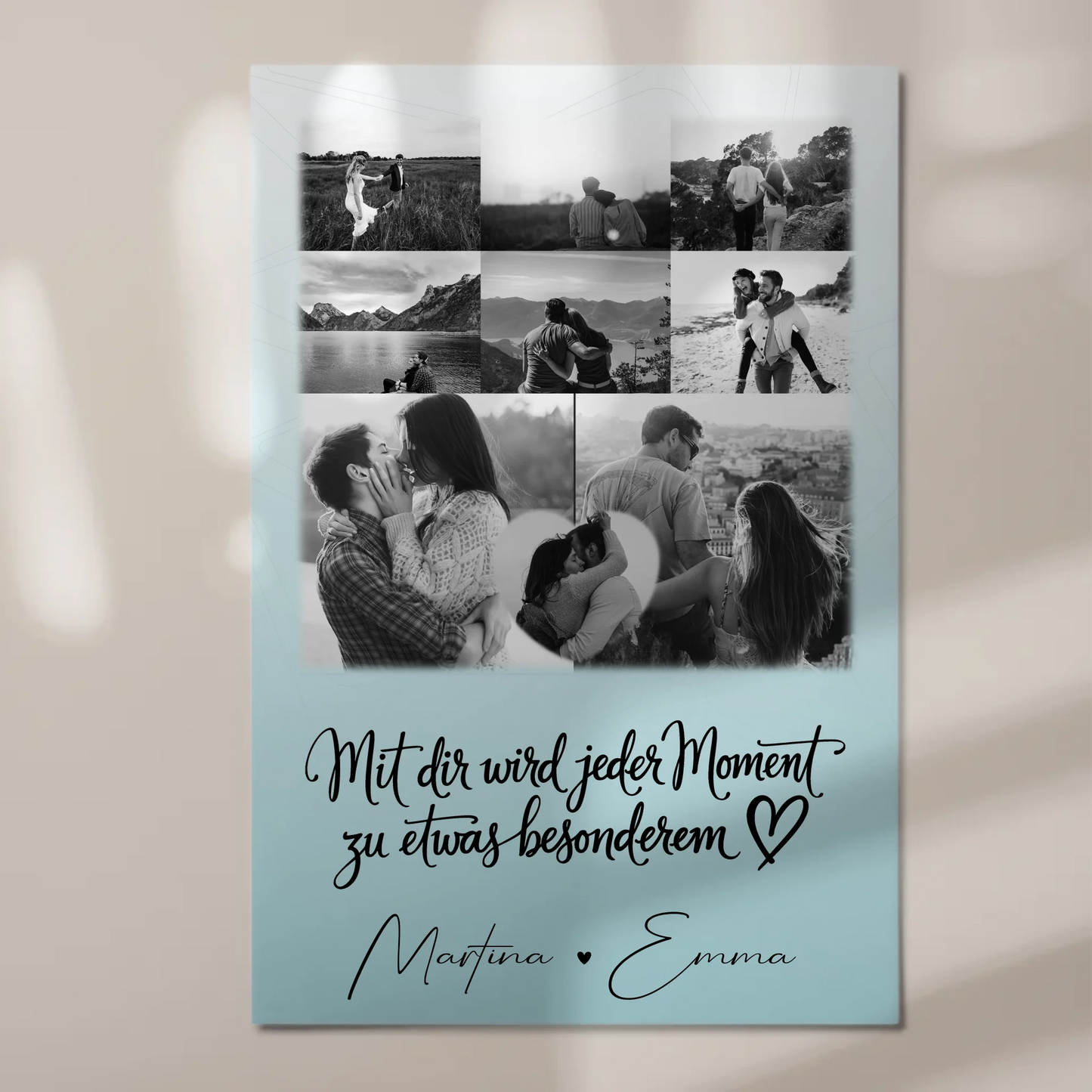 Fotoboard Poster Magnetisch mit 8 Fotos und Herz Foto Jeder Moment