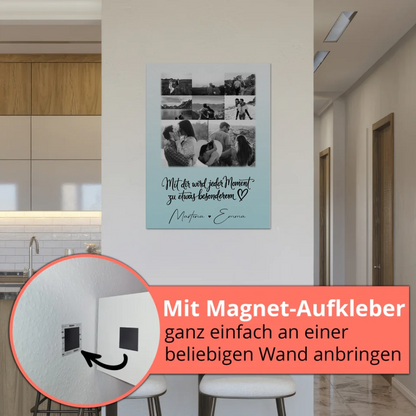 Fotoboard Poster Magnetisch mit 8 Fotos und Herz Foto Jeder Moment
