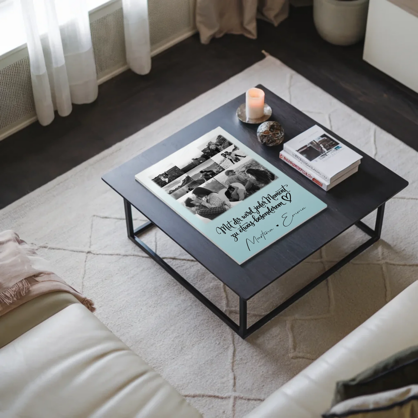 Fotoboard Poster Magnetisch mit 8 Fotos und Herz Foto Jeder Moment