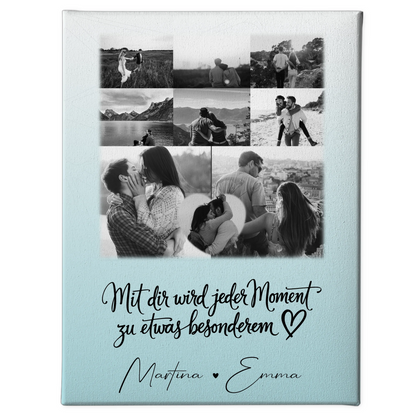 Paar Leinwand mit 8 Fotos und 1 Herz Foto Jeder Moment personalisiertes Geschenk 1