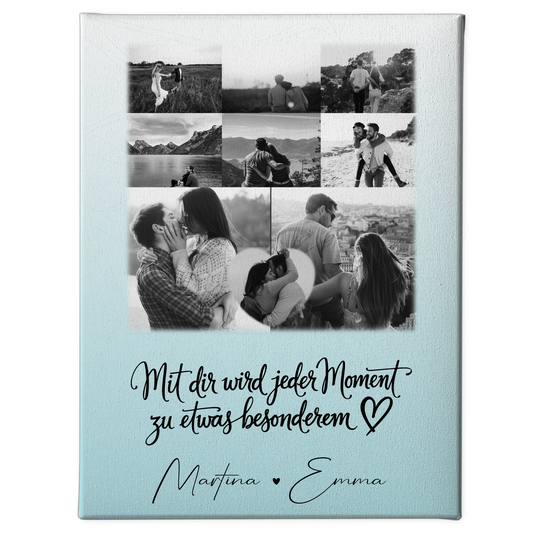 Paar Leinwand mit 8 Fotos und 1 Herz Foto Jeder Moment personalisiertes Geschenk 1